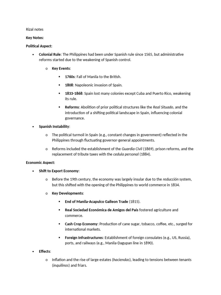 Rizal Notes | PDF