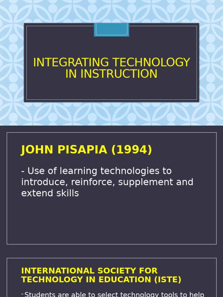 Integrating Technology In Instruction Pdf