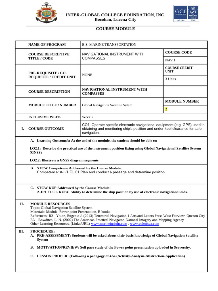 Navigational Instruments & GNSS Module | PDF | Outer Space | Geodesy