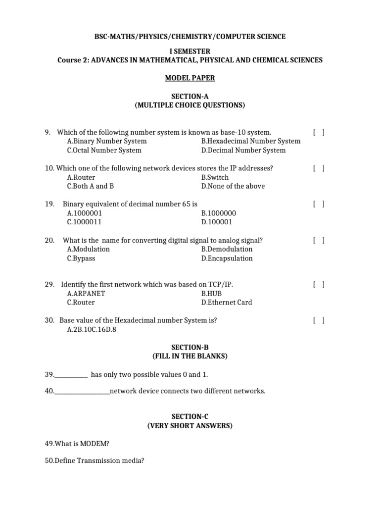Modelpaper BSC C2 Advanced | PDF