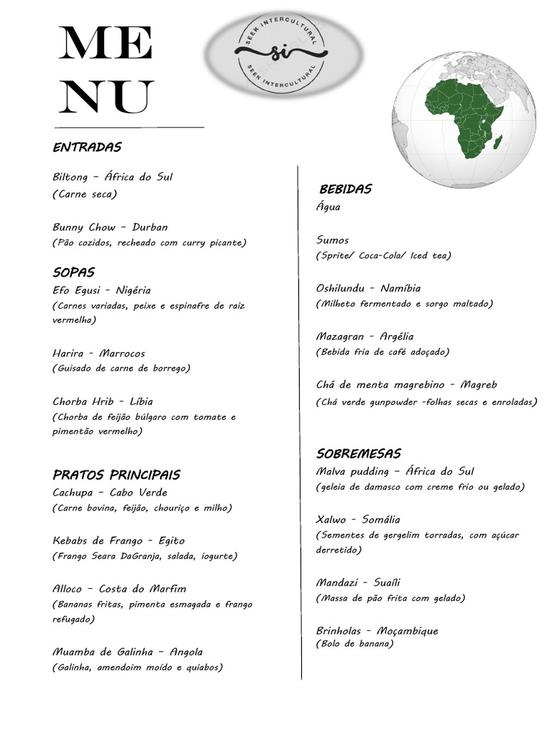 Menu Africano | PDF