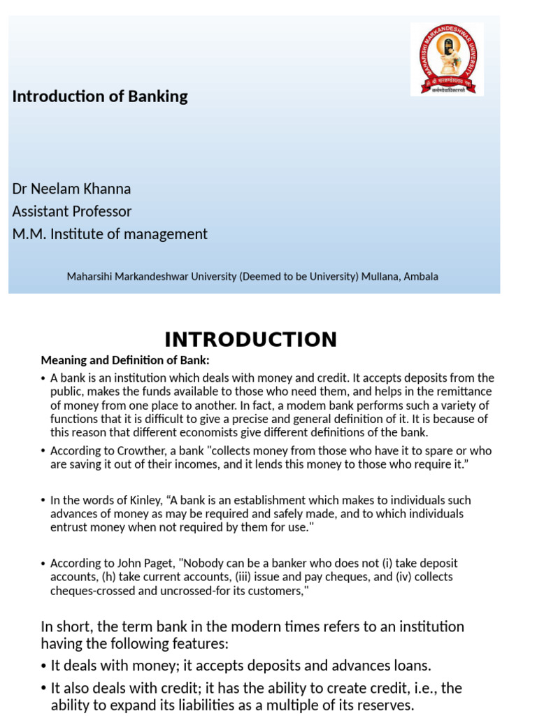 Banking Introduction | PDF