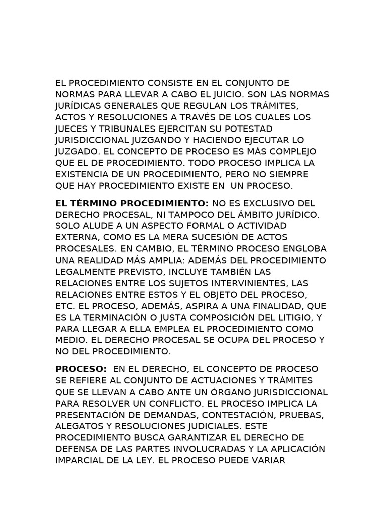 Procedimiento y Proceso Judicial Explicado | PDF | Ley procesal ...