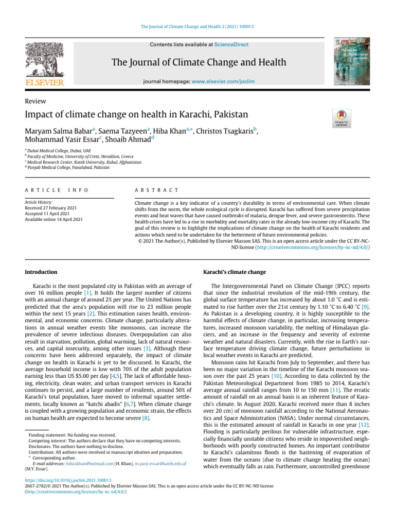 Impact of Climate Change On Health in Karachi, Pakistan | PDF