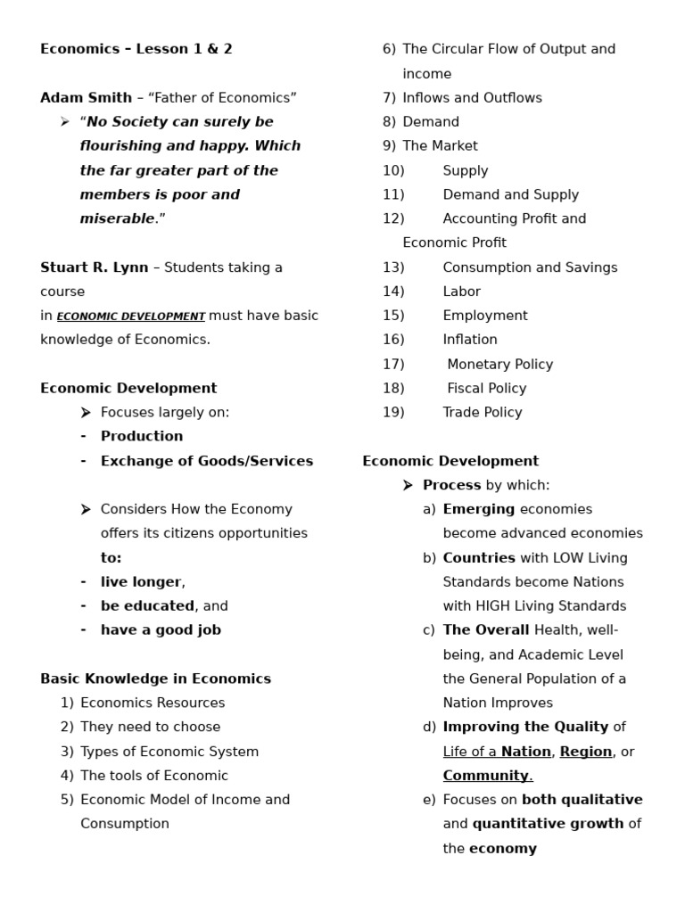 Economic 3 Prelim Notes | PDF | Economics | Economic Growth