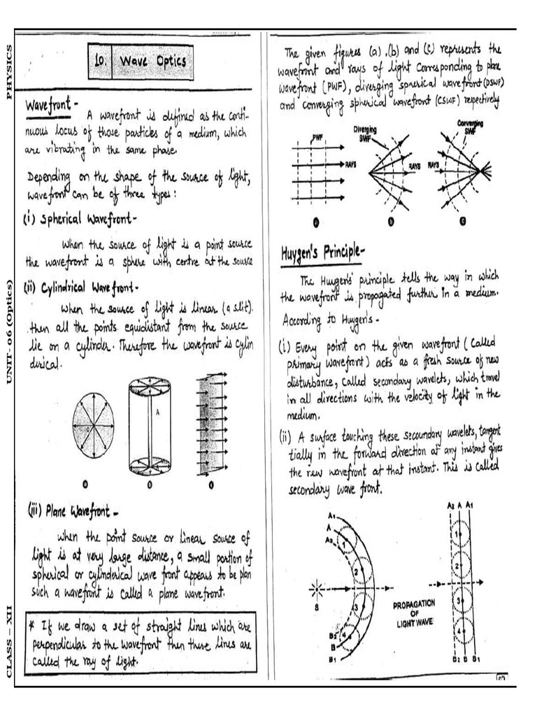 CH 10 Hand Written Notes 2 Wave Optics | PDF