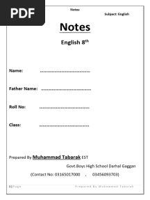 8th Notes English by M. Tabarak