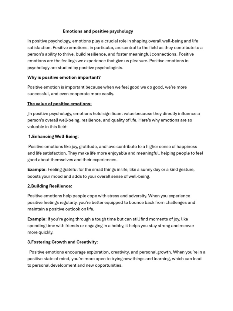 Emotions and Positive Psychology.-1 | PDF