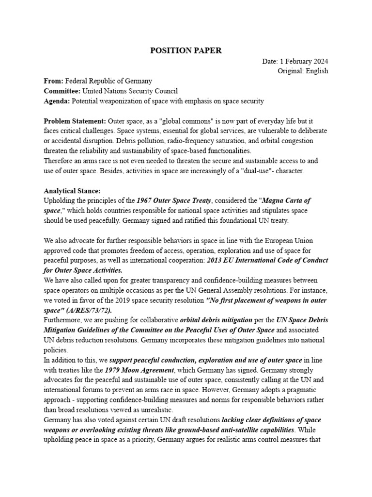 Germany Position Paper | PDF