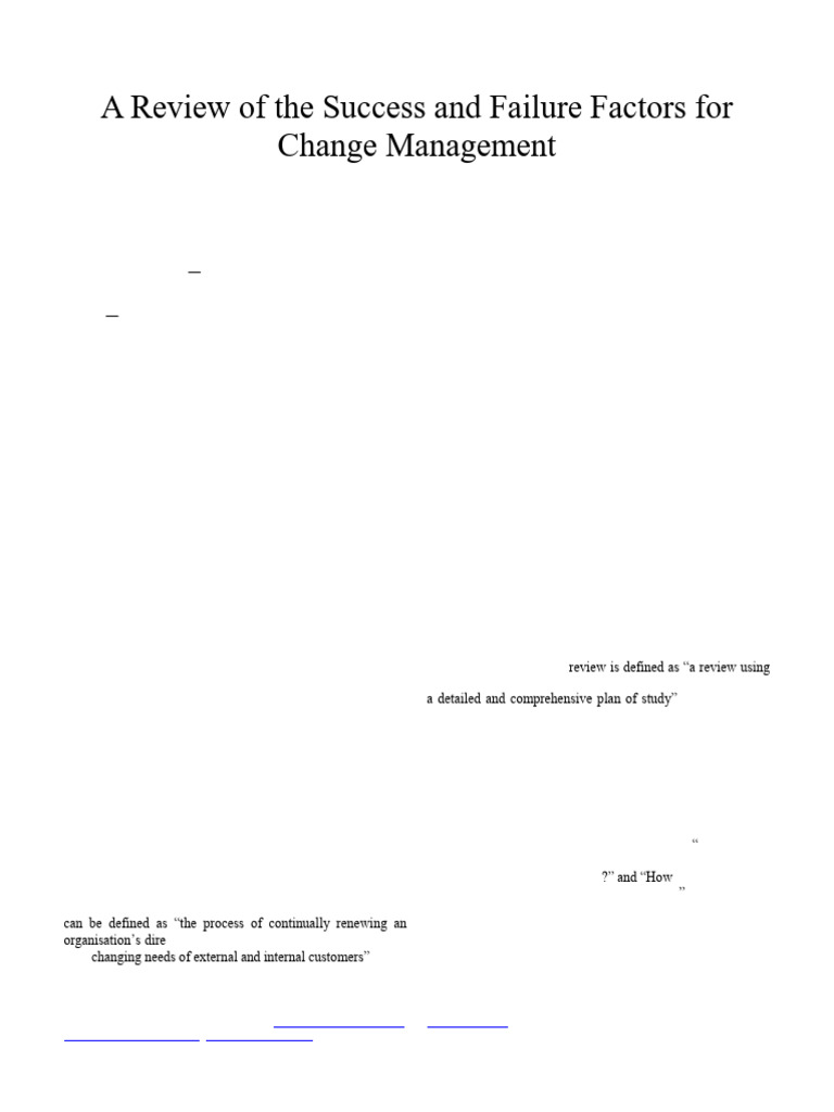 A Review of The Success and Failure Factors For Change Management | PDF