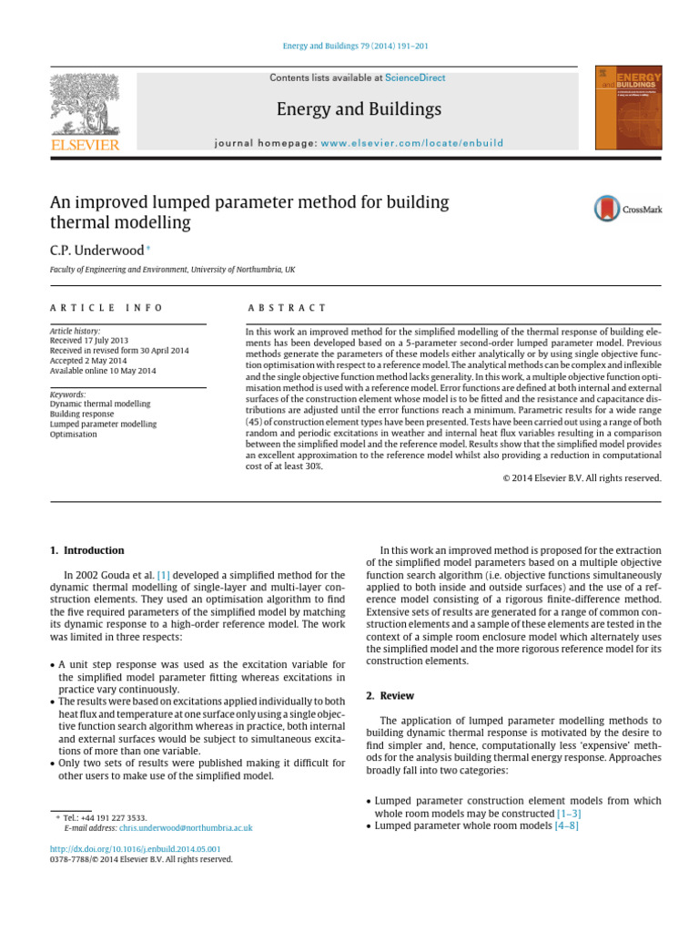 An Improved Lumped Parameter Method For Buildingthermal Modelling | PDF