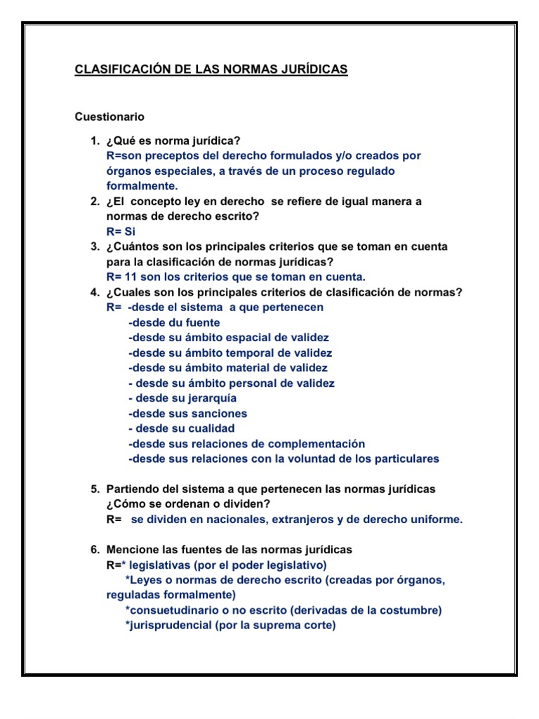 Clasificacion de Las Normas Juridicas