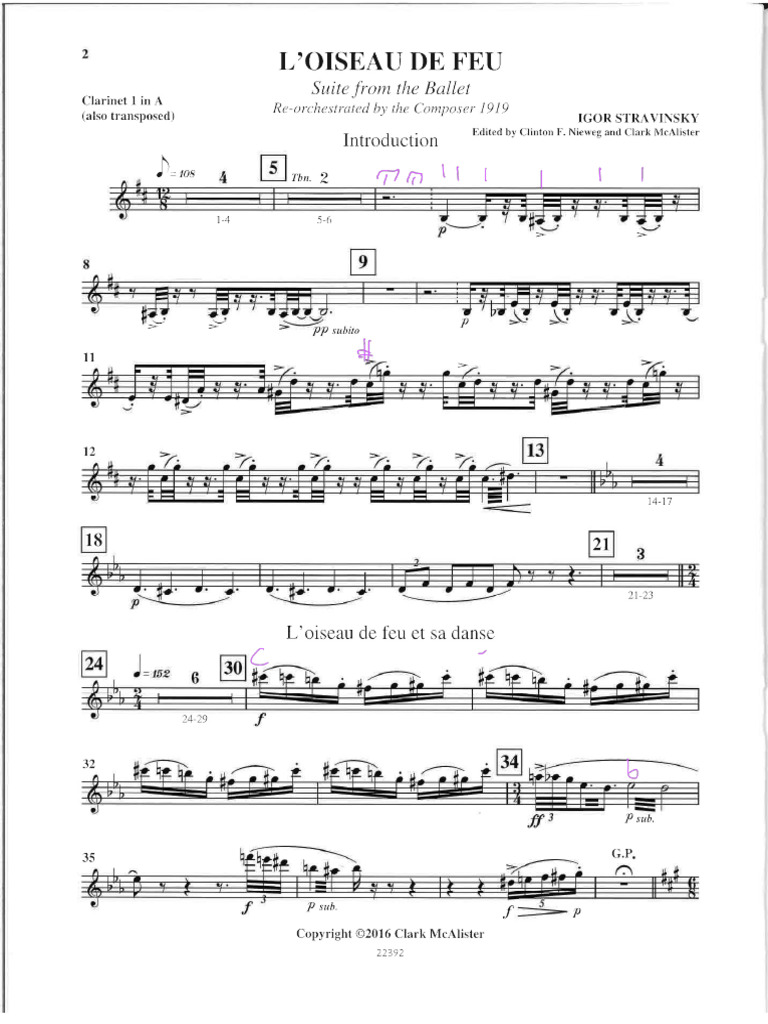 Stravinsky Firebird 1919 Clarinettes Pdf