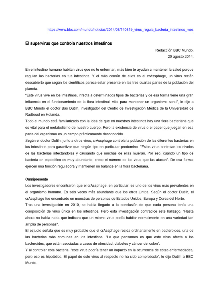 2.a El Supervirus Que Controla Nuestros Intestinos - BBC Mundo 2014 ...