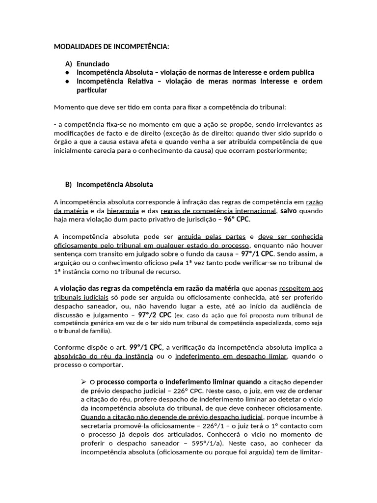 Incompetencia + Pactos de Competencia | PDF