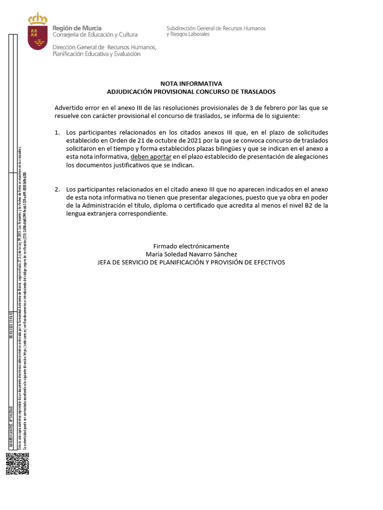 176446-Nota Informativa+ Anexo (COPIA) | PDF | Educacion de idiomas
