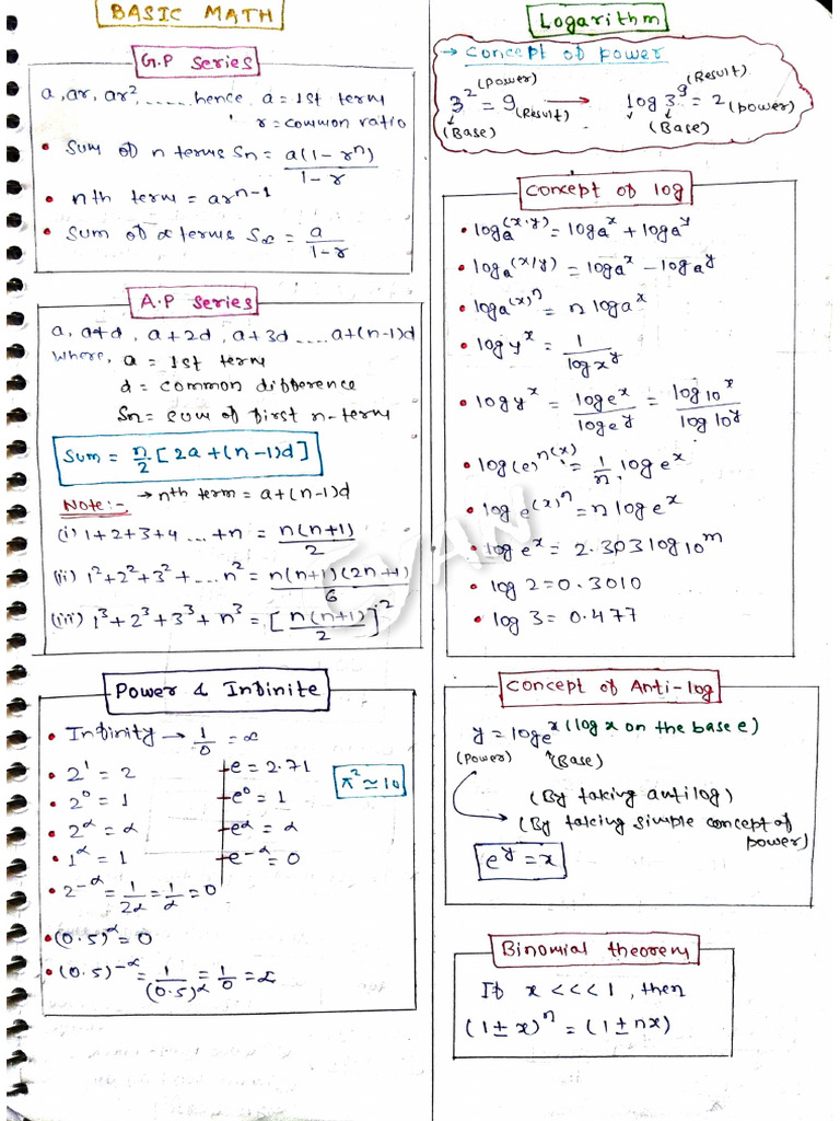 Basic Math Physics Cyan Notes | PDF