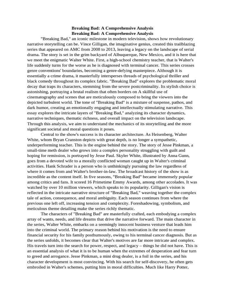 Breaking Bad: In-Depth Character Analysis | PDF | Narrative