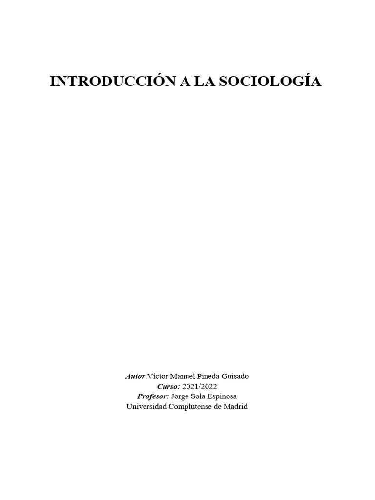 INTRODUCCION A LA SOCIOLOGIA | PDF