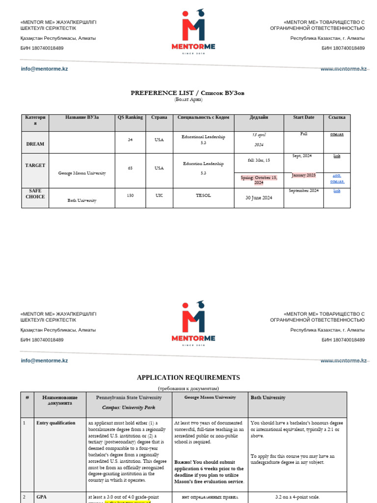 Preference List | PDF