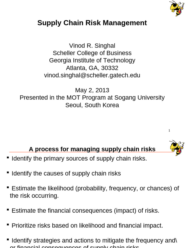 Supply Chain Risk Management | PDF | Supply Chain | Risk