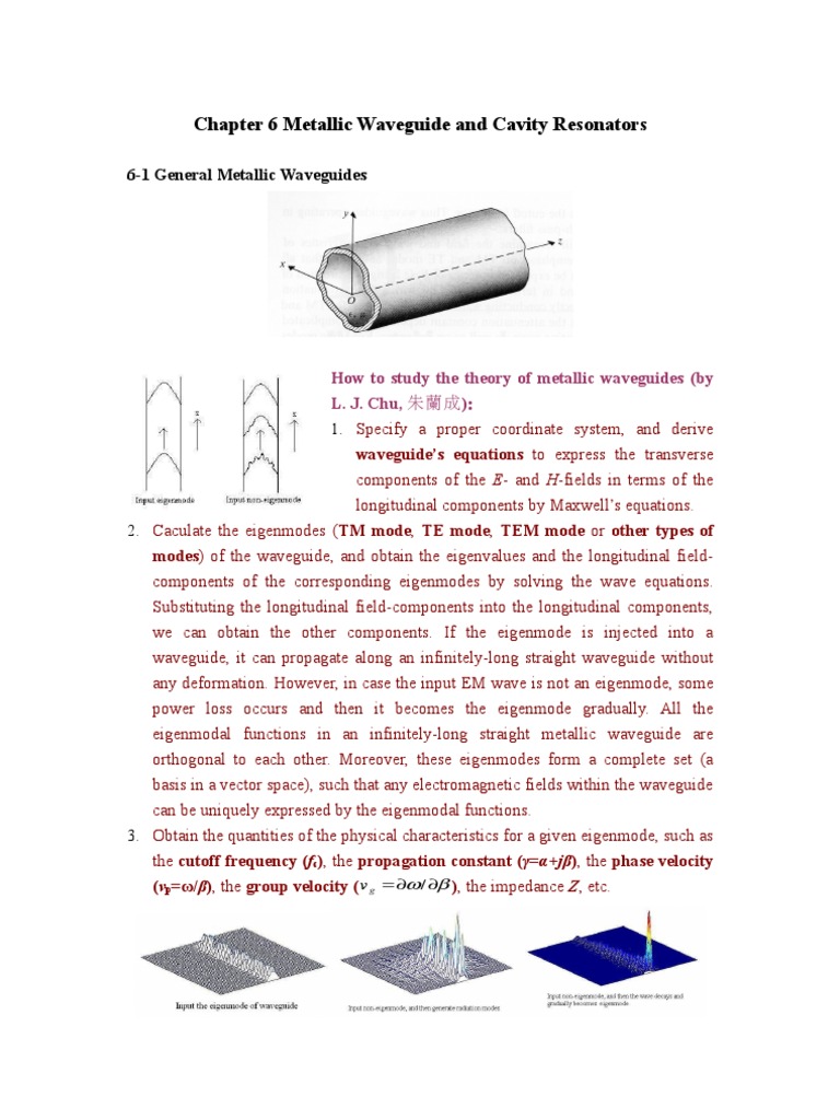 Chapter 6 Metallic Waveguide and Cavity Resonators PDF Waveguide