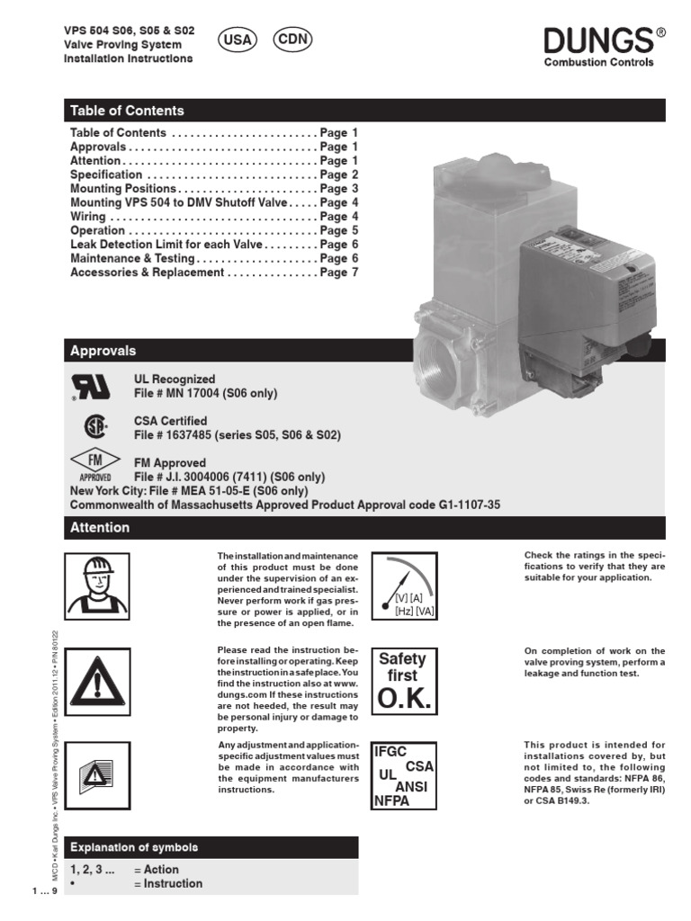 Dungs VPS 504 Series S02 S05 S06 Valve Proving System Installation Guide |  PDF