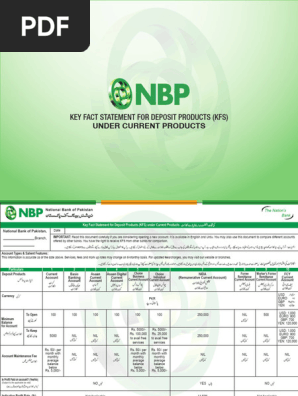 NBP KFS Deposit Product Form Current Products | PDF