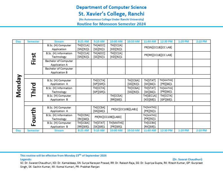 Monsoon 2024 Semester Routine | PDF | Technology & Engineering