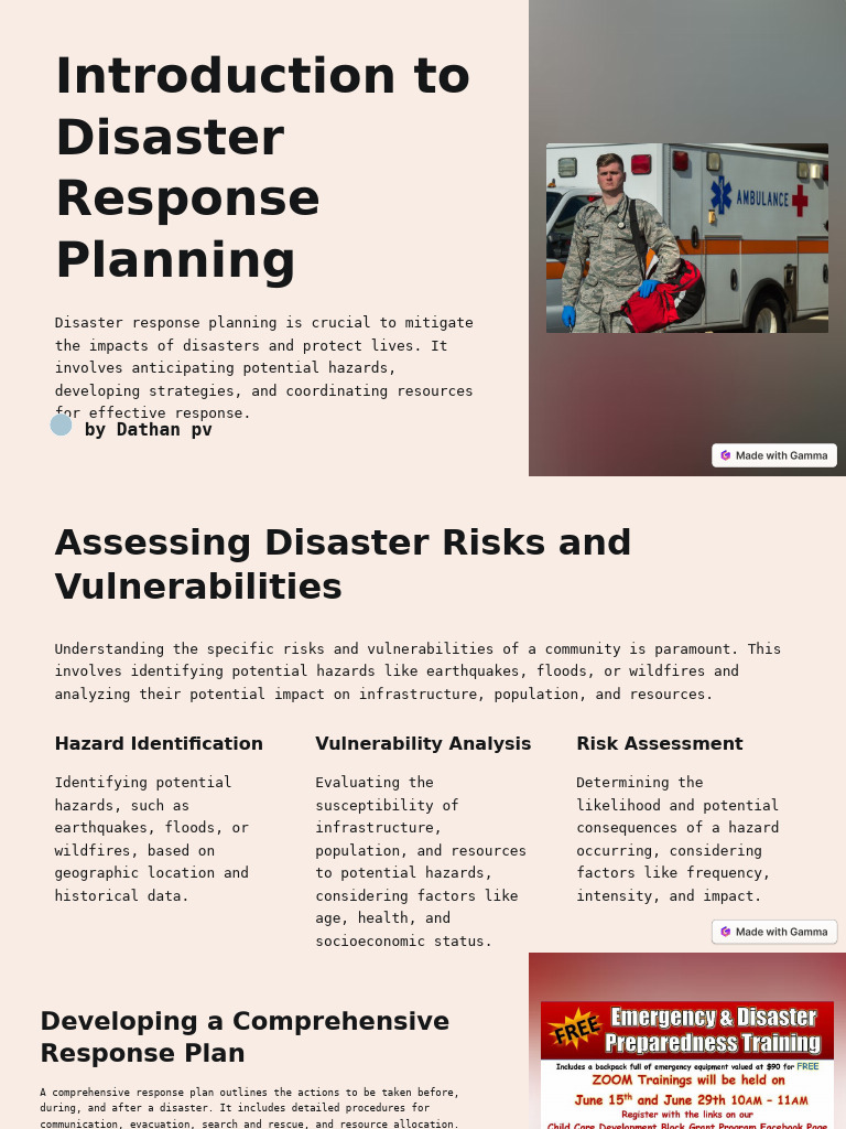 Introduction To Disaster Response Planning Pdf