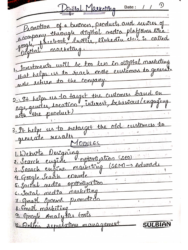 Digital Marketing Notes | PDF