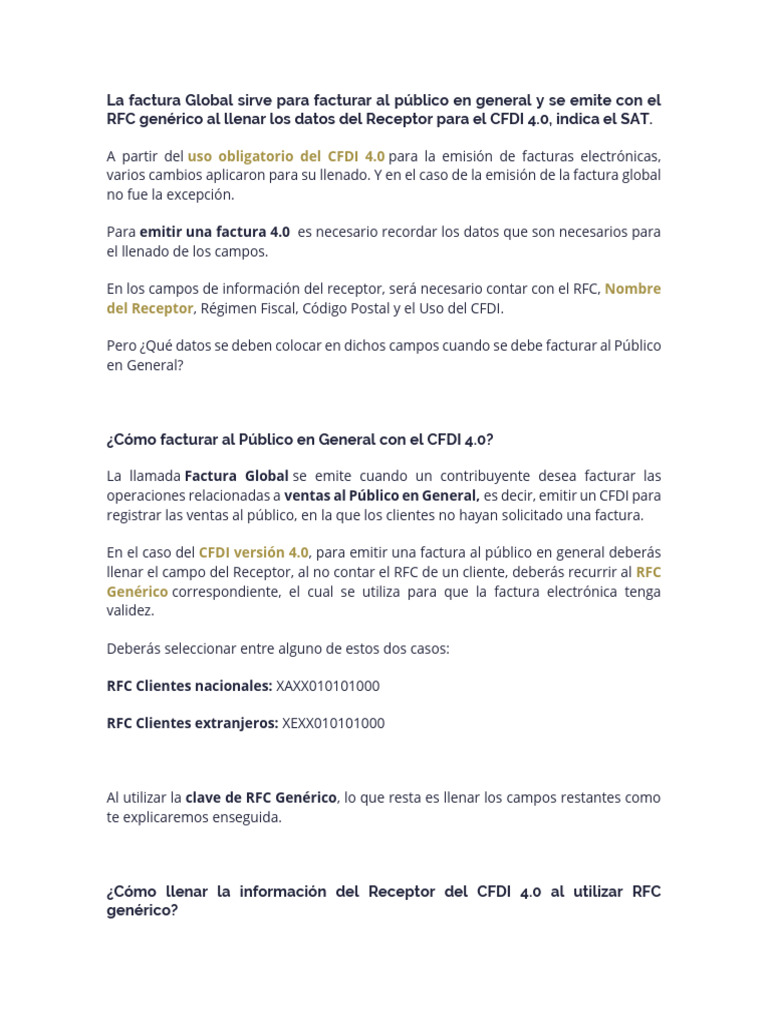 Image Result For Factura Global Factura Al Rfc Genrico Xa