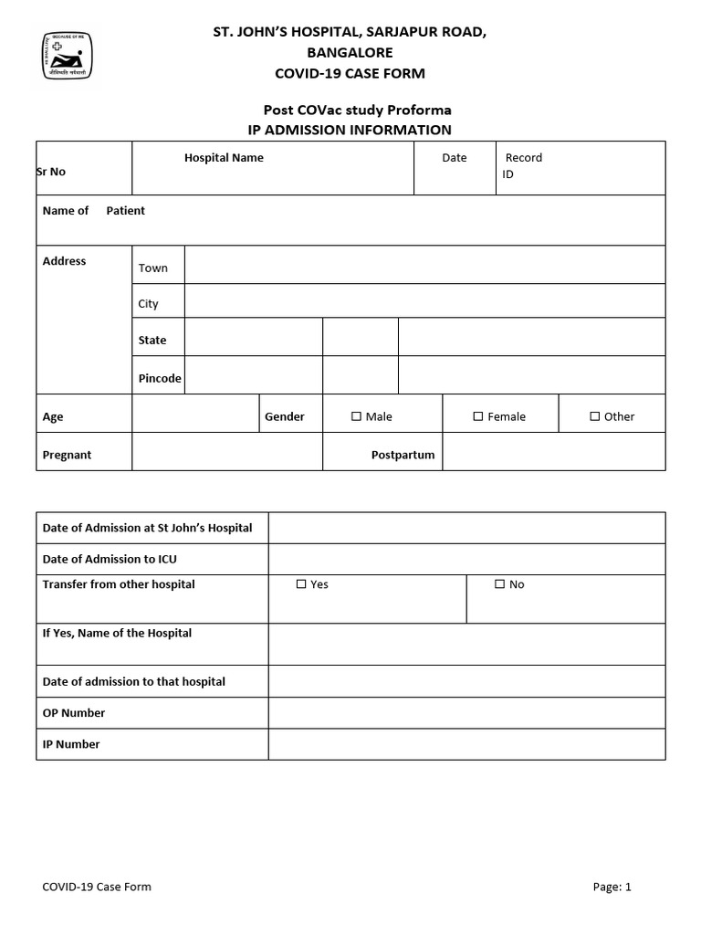 PostCOVac Study CRF Form | PDF