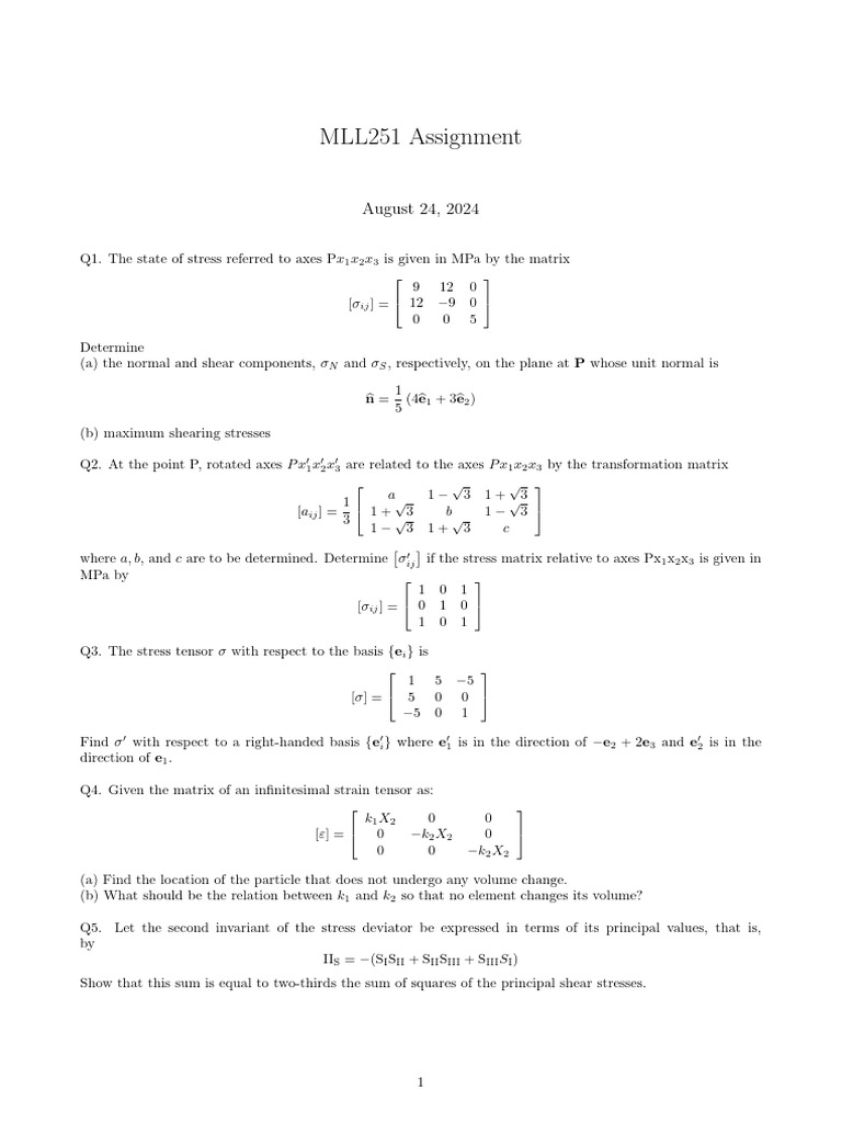 MLL251 Assignment Questions | PDF