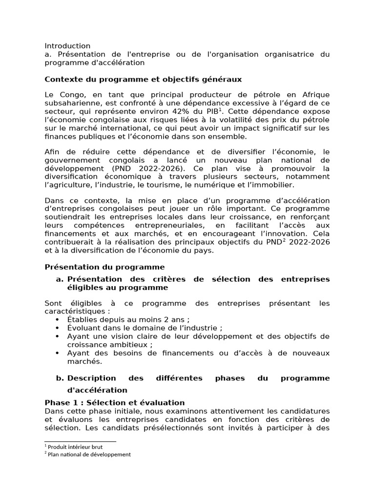 Programme D'accélération | PDF