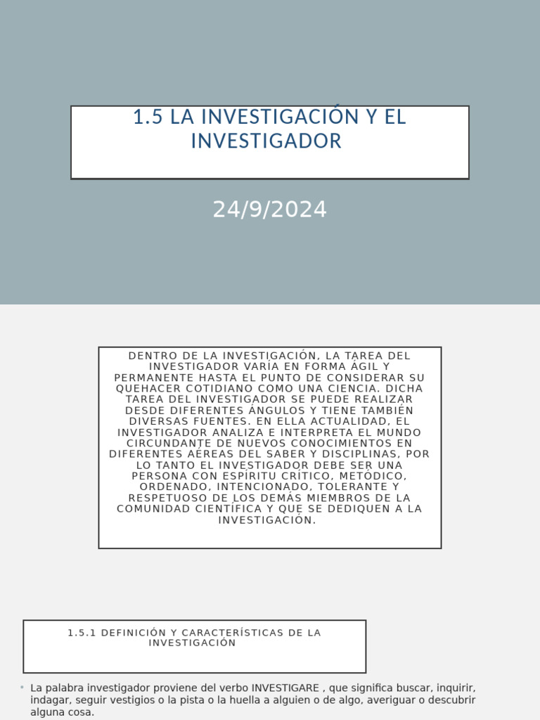 1.5 La Investigacion y El Investigador | PDF