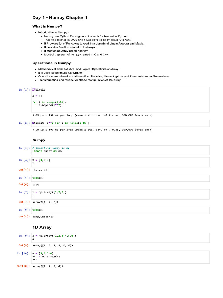 Numpy Part 1&2 | PDF
