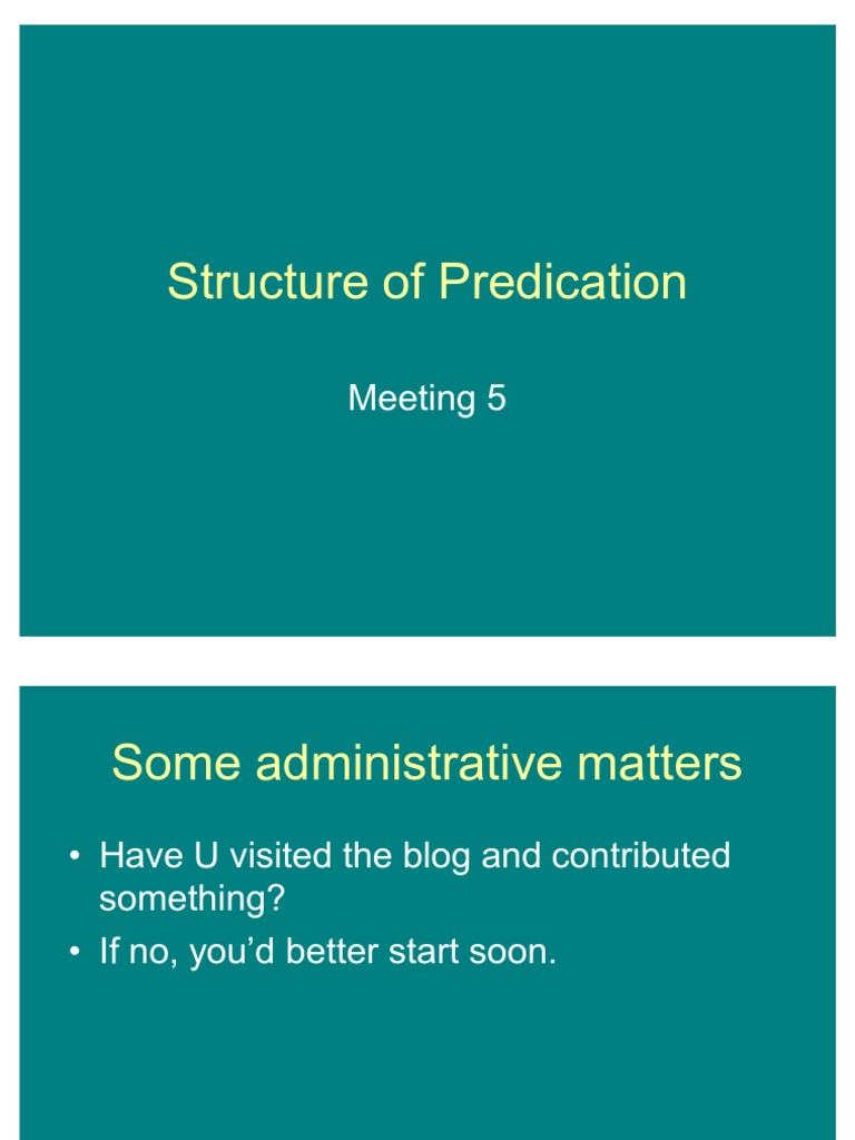 Structure of Predication 2 | PDF | Predicate (Grammar) | Object (Grammar)