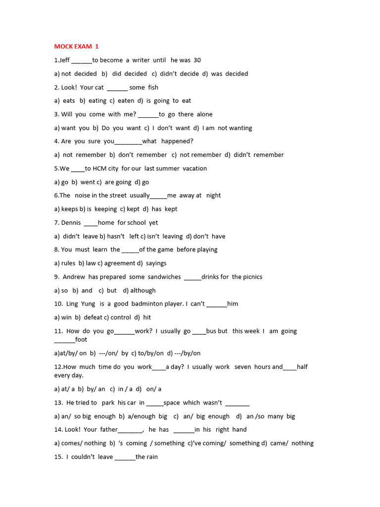 Several Mock Exams Pdf Language Arts Discipline