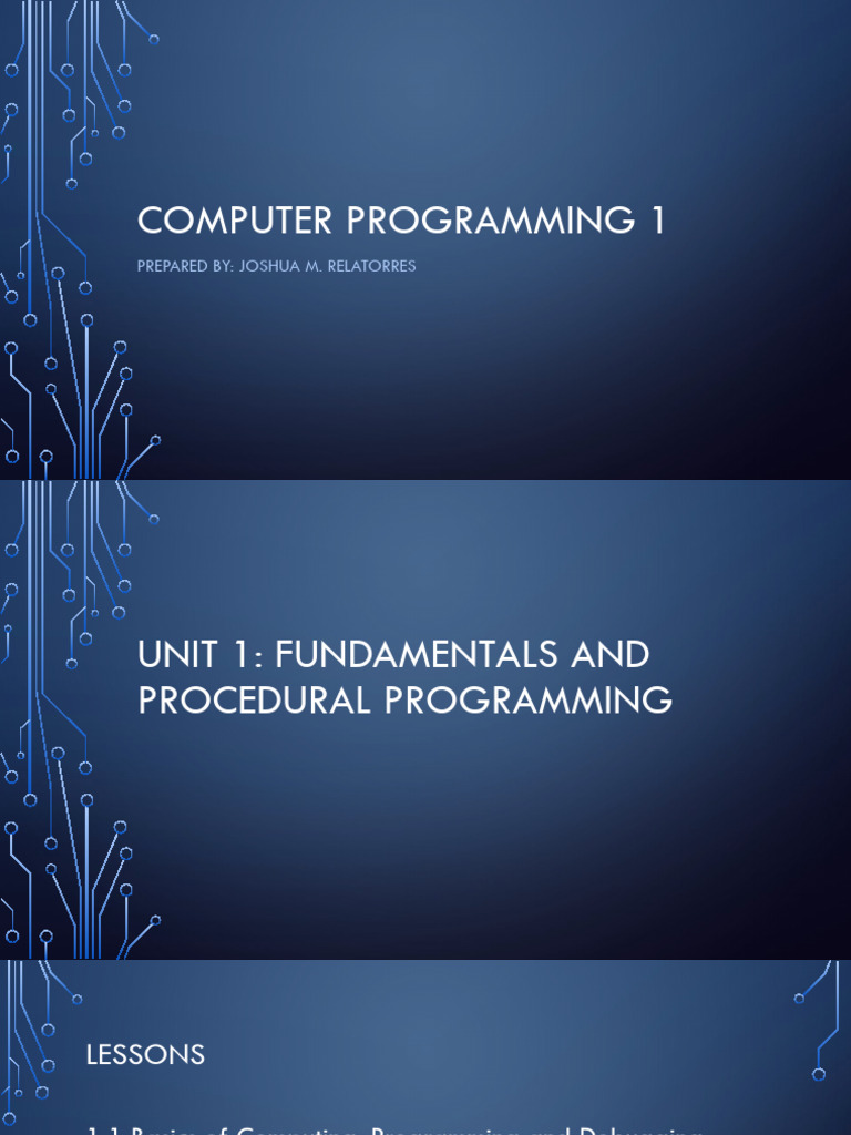 Unit 1 fundamentals and procedural programming pptx pdf