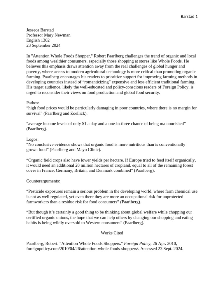 Response Paper 1 | PDF