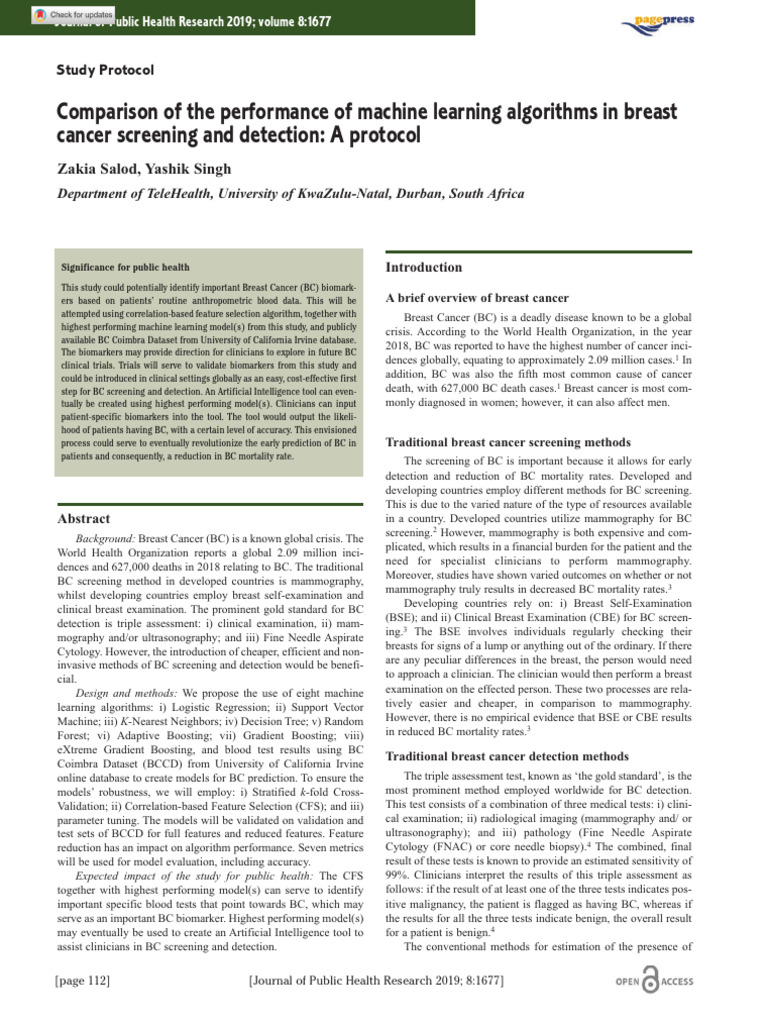 Comparison of The Performance of Machine Learning Algorithms in Breast ...