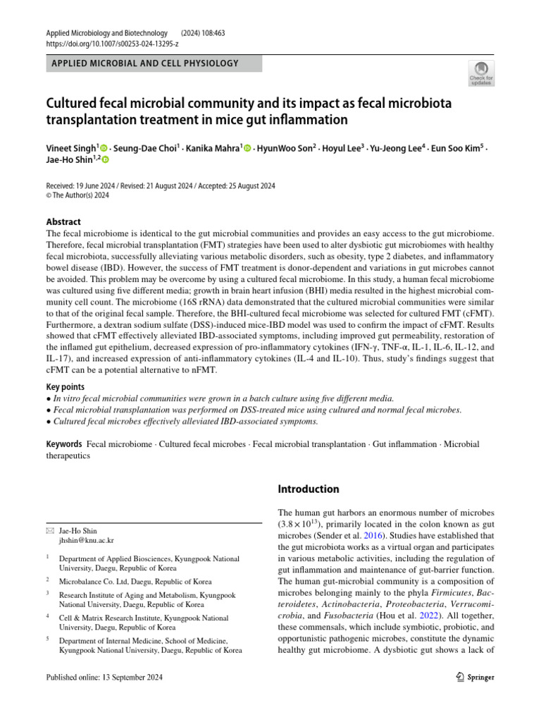 Cultured Fecal Microbial Community and Its Impact As Fecal Microbiota ...