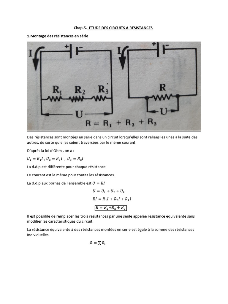 Chap.4. Etude Des Circuits À Résistances | PDF