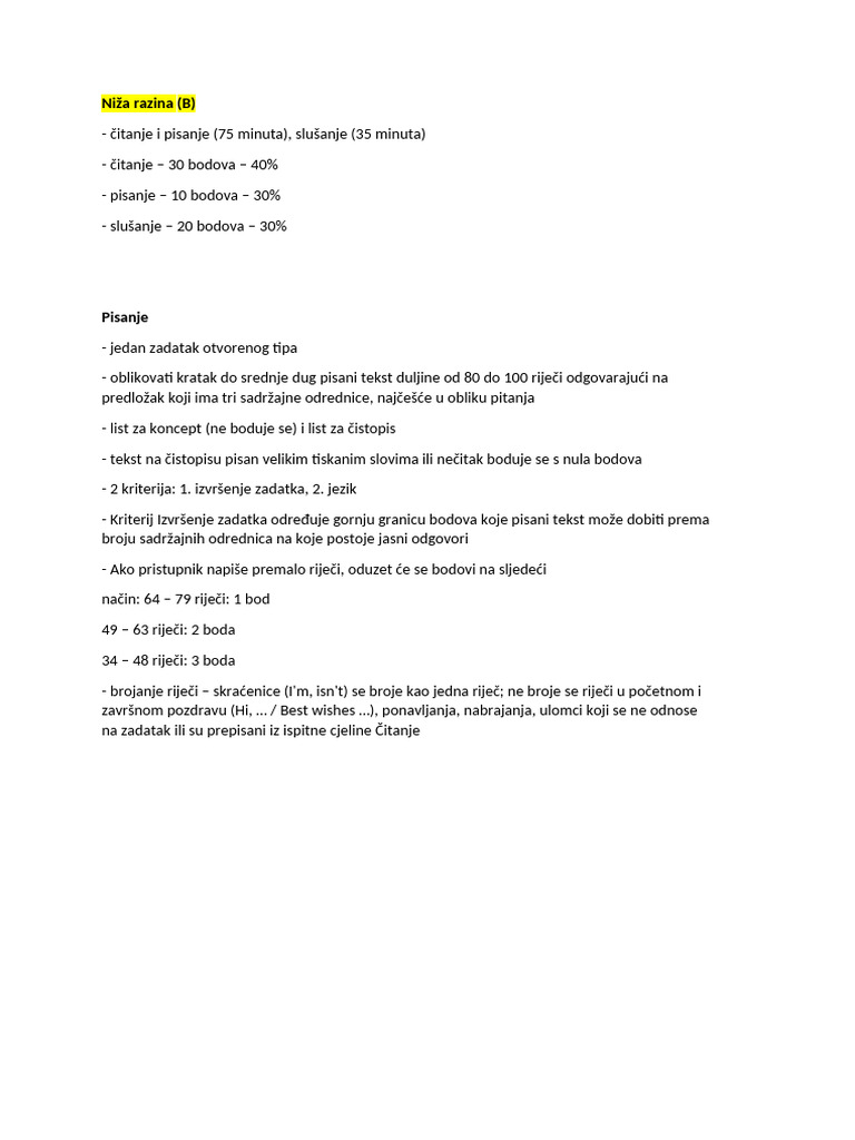 A I B Razina Mature - Upute | PDF