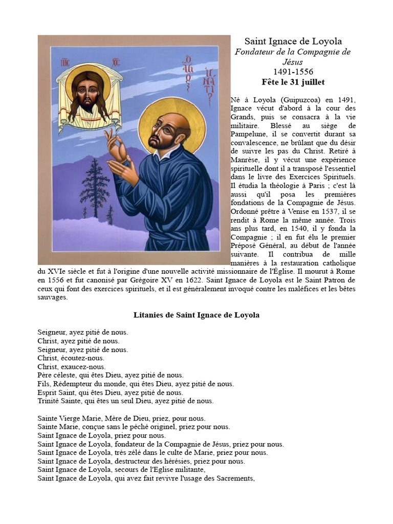 Saint Ignace de Loyola: Fondateur de La Compagnie de Jésus | PDF