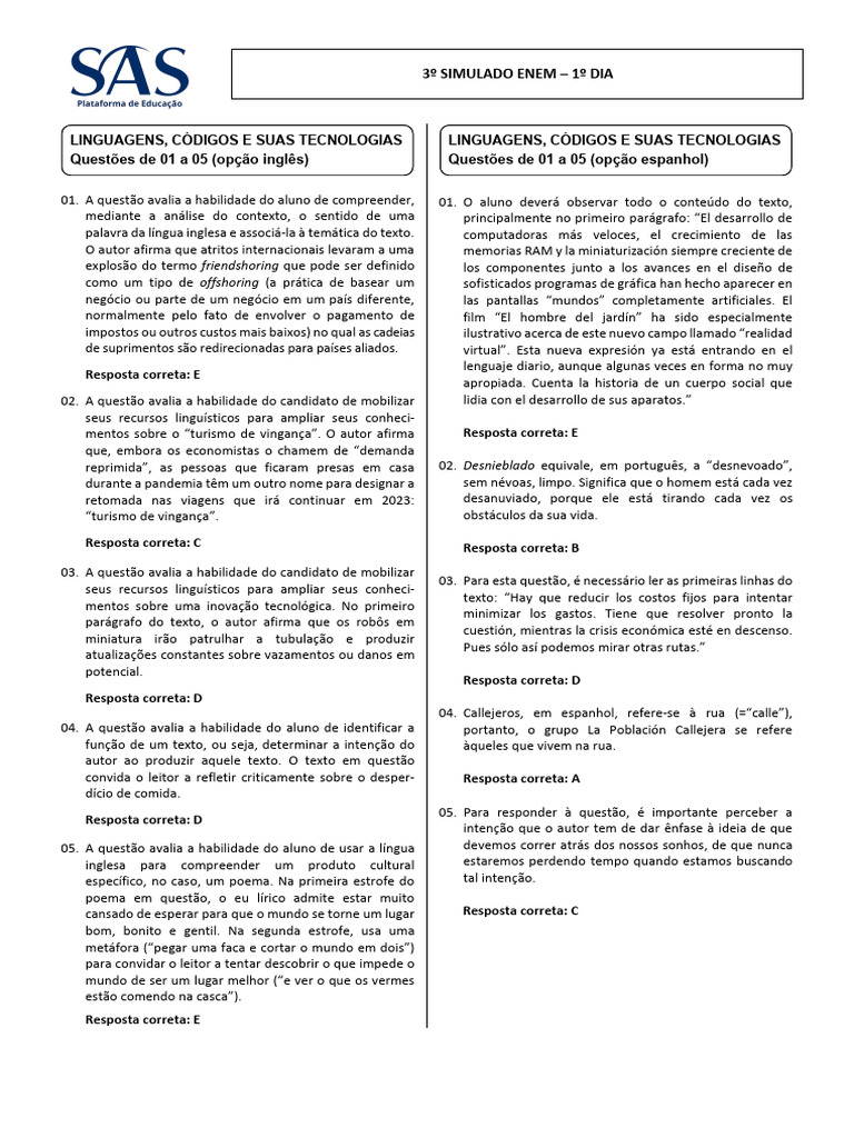 Gabarito 1 Dia Simulado Exclusive Resolucao Ap1 LCST E CHST PDF