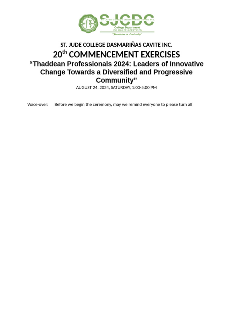 Batch 2024 Emcee Script | PDF
