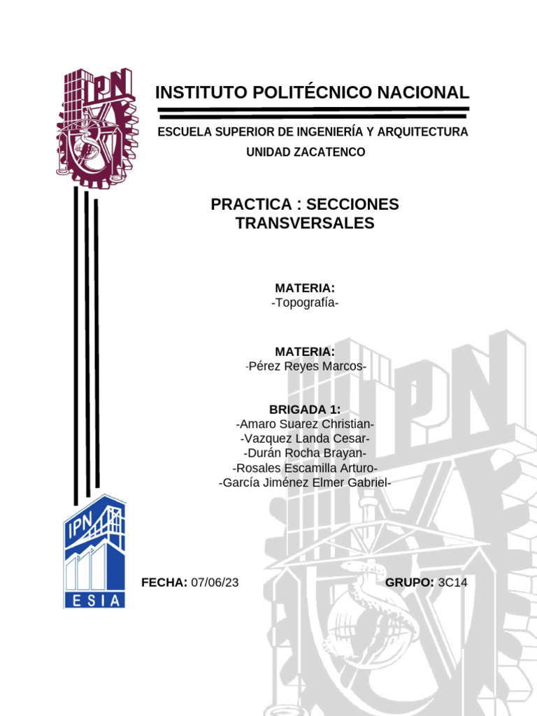 Practica Secciones Transversales | PDF