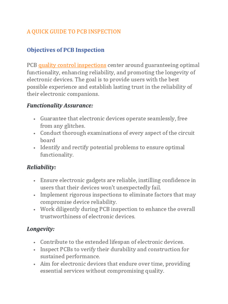 A Quick Guide To PCB Inspection | PDF